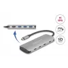 USB-C hub DELOCK 64323 — USB 3.2 Gen 2 Type-C host, HDMI + 2× USB-A + 2× USB-C, 10 Gbit/s, sivý