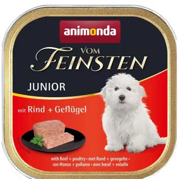 animonda Vom Feinsten Junior s hovädzím a hydinou vlhké krmivo pre psov, 150 g