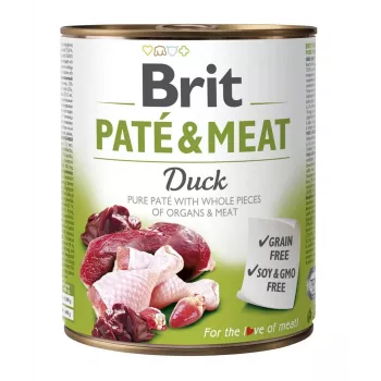 BRIT Paté & Meat s kačacím mäsom - mokré krmivo pre psov - 800g