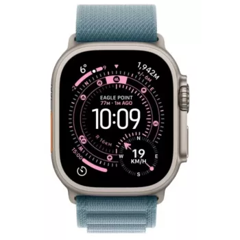 Smartwatch Apple Watch Ultra 3 GPS + Cellular 49 mm Natural Titanium puzdro s Light Blue Alpine Loop (malý)