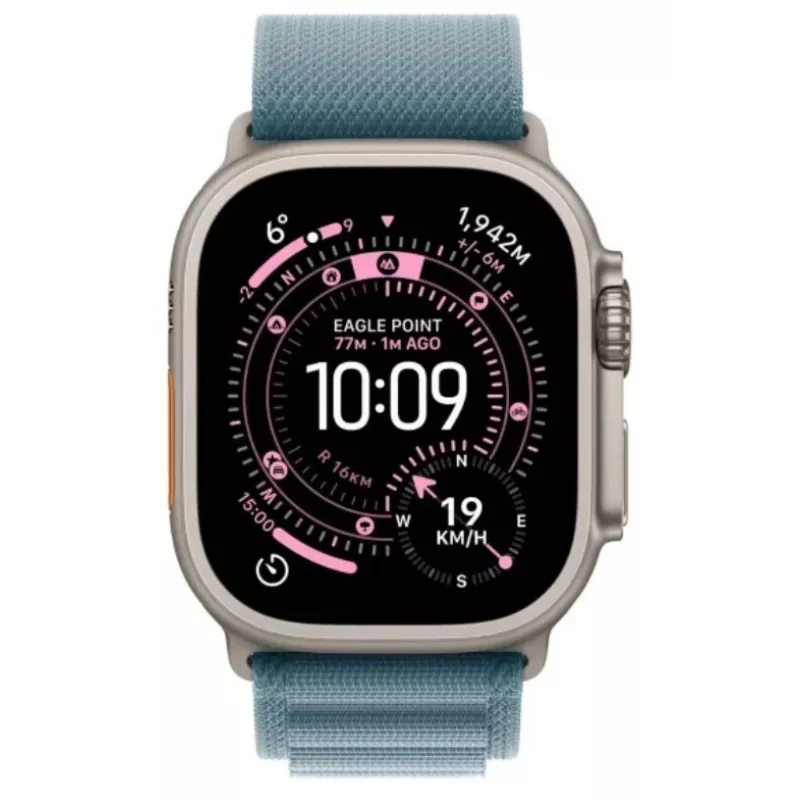 Smartwatch Apple Watch Ultra 3 GPS + Cellular 49 mm Natural Titanium puzdro s Light Blue Alpine Loop (malý)