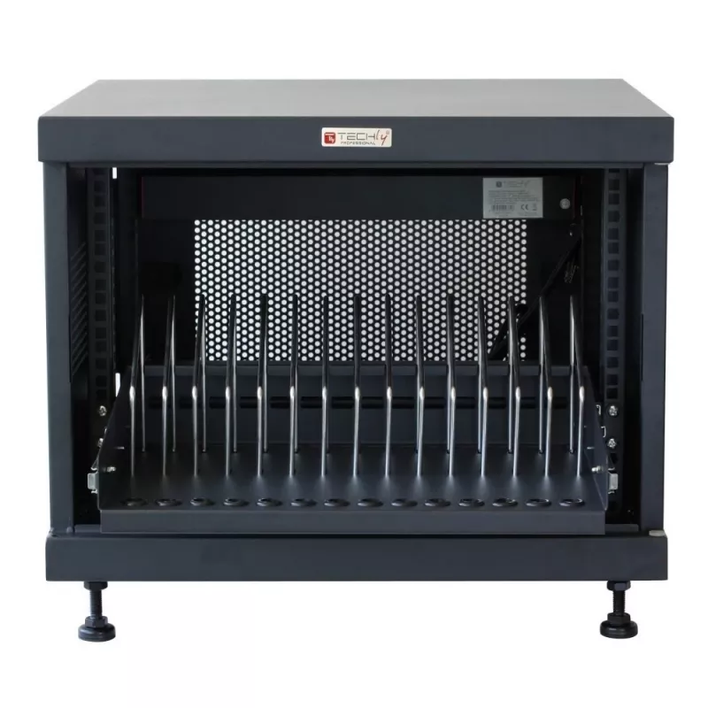 Rackový regál TECHLY 367652 organizér káblov s 3M lepiacou páskou, oceľ, 550×550×410 mm, čierny
