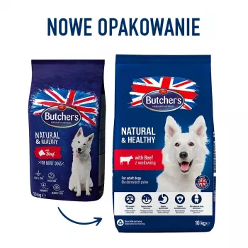 BUTCHER'S Natural&Healthy s hovädzím mäsom - suché krmivo pre psov - 10 kg