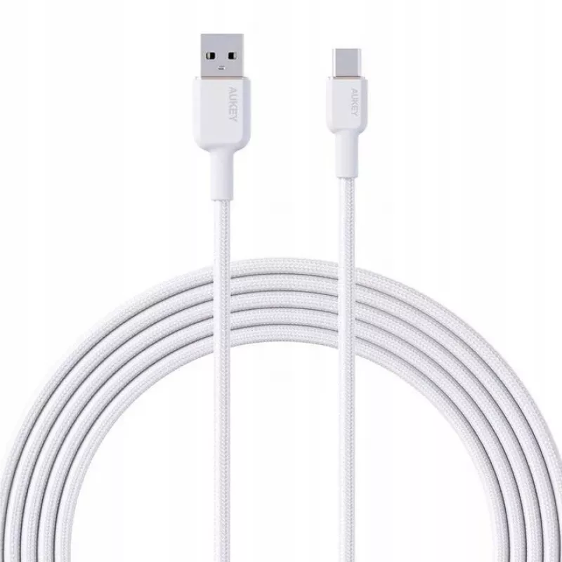 AUKEY CB-NAC1 biely nylonový kábel USB-C na USB-A
