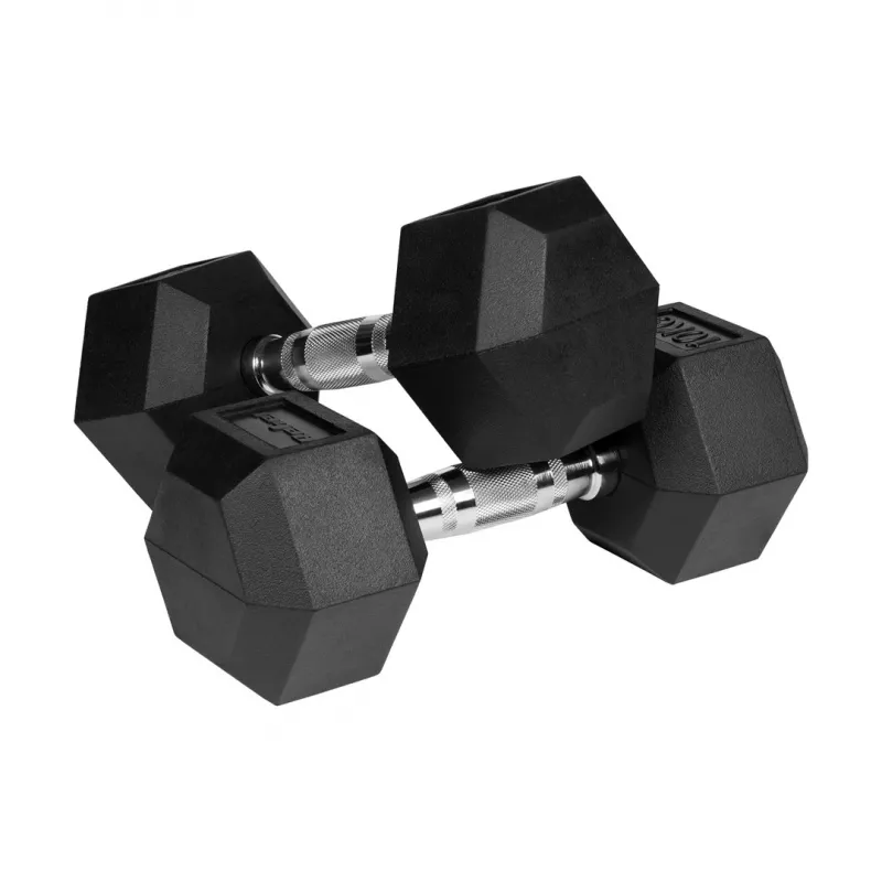 Gumované liatinové jednoručky HEX 2x10 kg REBEL ACTIVE