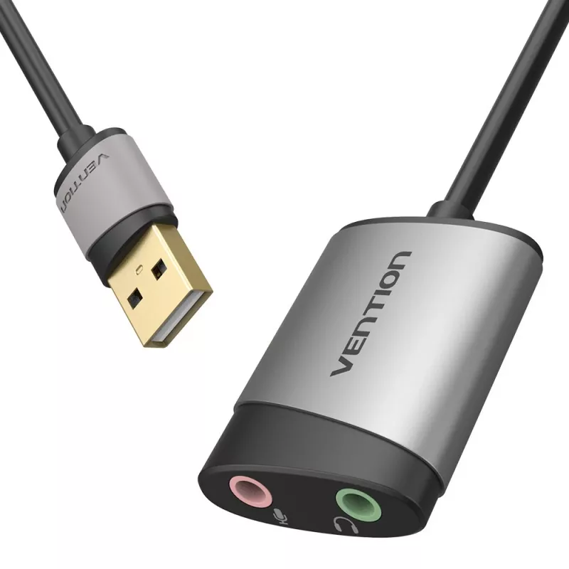 Vention USB externá zvuková karta 0,15M sivá kovový typ