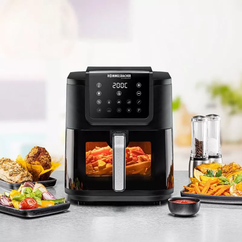 Teplovzdušná fritéza Rommelsbacher FRH 1700 Single 8 L samostatne stojaca 1700 W s 10 programami a LED displejom