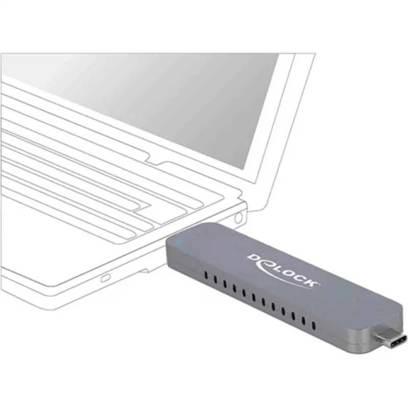 Externá skriňa pre M.2 pre M.2 NVMe PCIe SSD, skriňa na disk strieborná, s USB Type-C a Type-A konektorom samec
