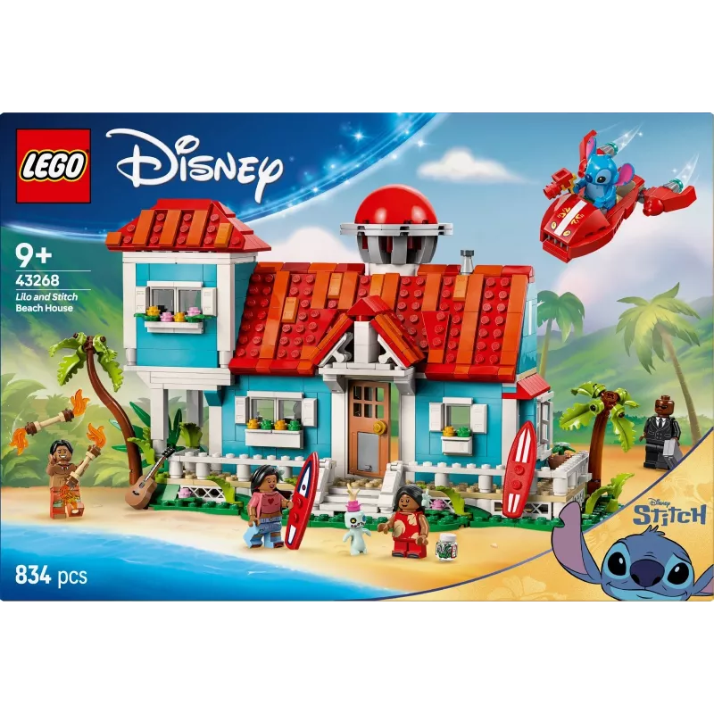 LEGO Disney Set 43268 Plážový dom – modulárny dom na stavanie, 834 dielov, 5 minifigúrok, vek 9+