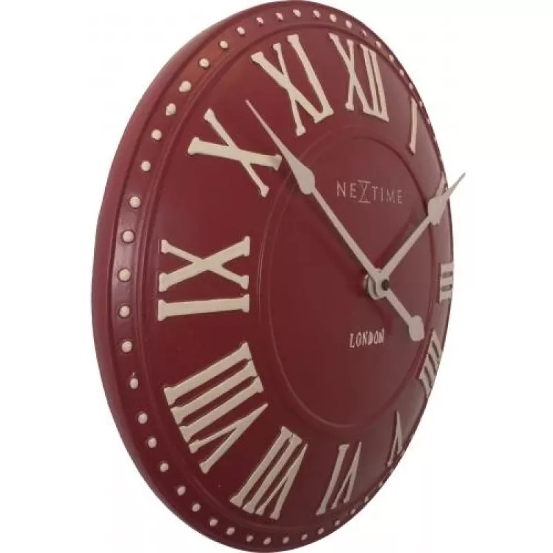 NeXtime hodiny 3083ro London Roman, Ø34.5 cm, nástenné hodiny, červená/biela