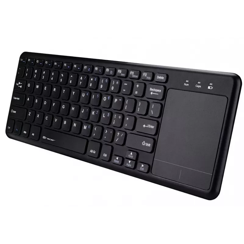 Bezdrôtová klávesnica RF TRACER TRAKLA46367 — plná veľkosť, membránová, touchpad, 2,4 GHz, čierna
