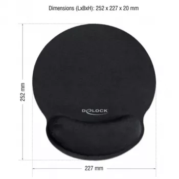 Delock ergonomická podložka pod myš s opierkou zápästia čierna 252x227 mm