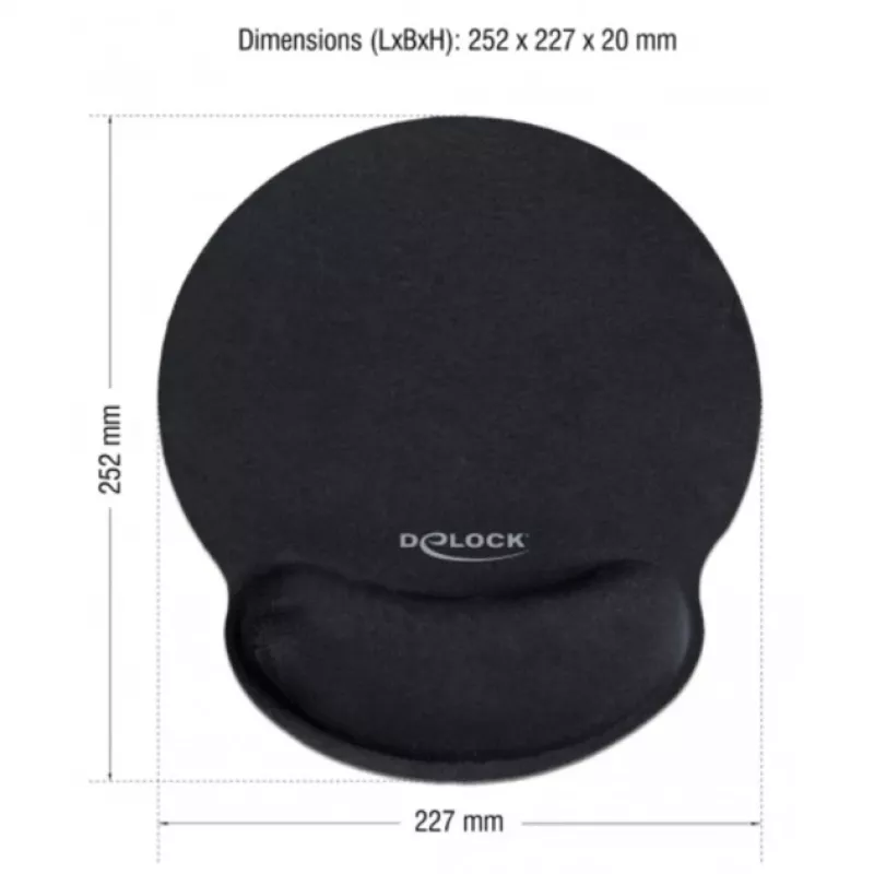 Delock ergonomická podložka pod myš s opierkou zápästia čierna 252x227 mm