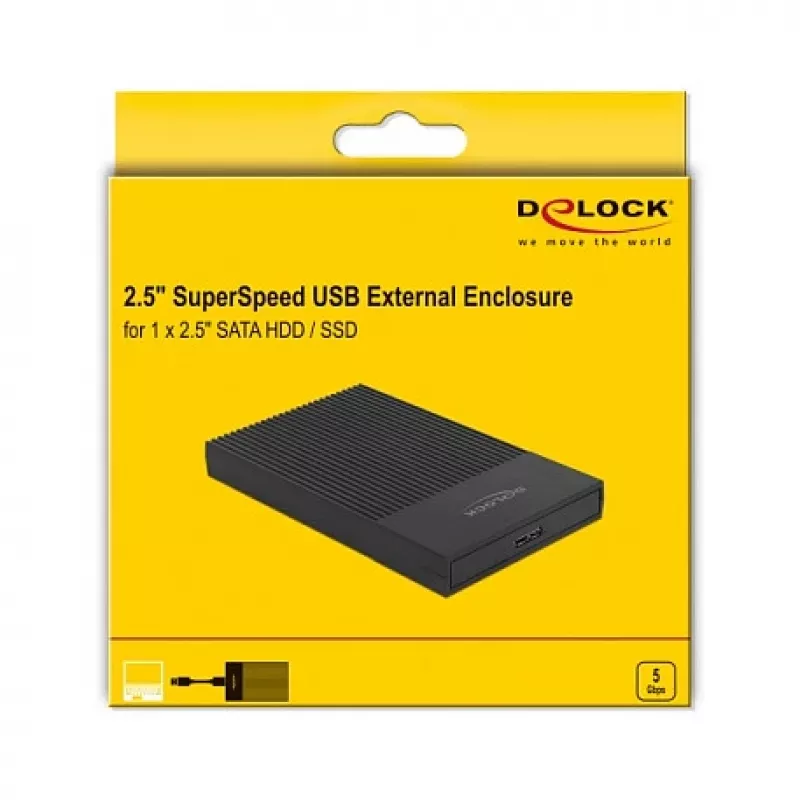 HDD/SSD puzdro DeLOCK 42011 čierne 2,5 palca SATA III 5 Gbit/s