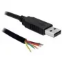 DeLOCK 83116 Prevodníkový kábel USB 2.0 na Serial UART TTL (5 V), 6 otvorených vodičov, 1,8 m, čierny