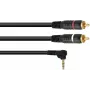 Adaptérový kábel Omnitronic 3,5 mm zahnutý jack na 2× cinch, dĺžka 3 m, model 30225012
