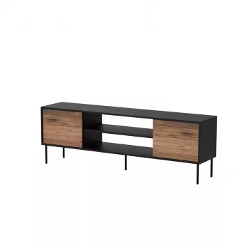 TV skrinka cama meble EF CORTINA 180×40×60 cm, vrchná doska čierna, rám orech