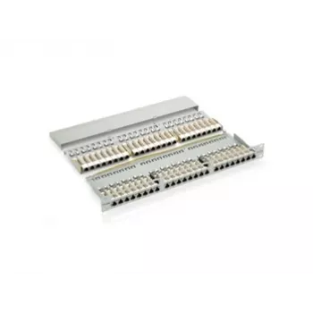 Equip 48-port Cat.6 tienený patch panel, čierny, RJ-45, zlatý, Cat6, rackmontáž, 1U, čierny