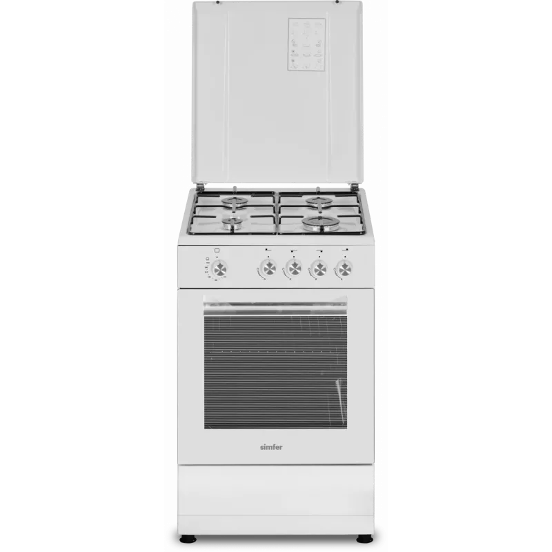 Simfer sporák 4401SGRBB typ varnej dosky plynová typ rúry plynová biela šírka 50 cm 49 l hĺbka 55 cm