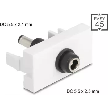 Konektor DELOCK Easy 45 modul DC 5,5×2,5 mm na DC 5,5×2,1 mm, model 90864