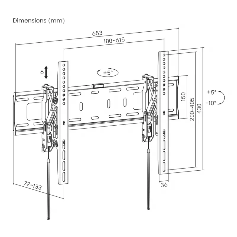 TV držiak SBOX PLB-6546T-2 pre obrazovky 37–80 palcov, do 75 kg, VESA do 600x400