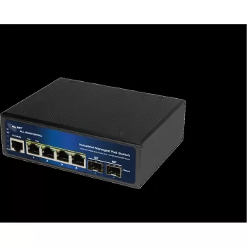 Priemyselný PoE switch ALLNET ALL-SGI8106PMJ-BT — 6-portový (4 PoE+), robustné kovové puzdro