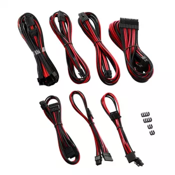 CableMod C-Series PRO RM Black Label napájací kábel kit CM‑PCSR‑16P3KIT‑NKKR‑R — čierno-červené opletené modulárne PSU káble