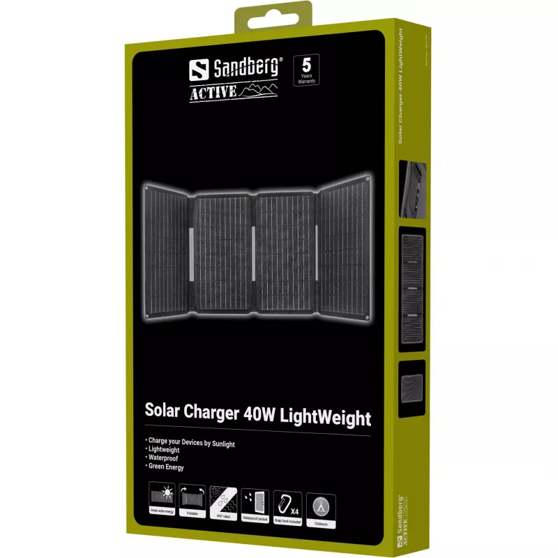 Solárna nabíjačka SANDBERG 421-20 40W ľahká – prenosný solárny panel, 40 W výstup