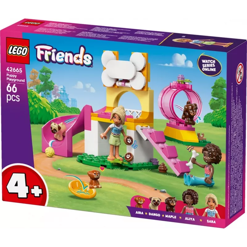 Stavebná hračka LEGO Friends Ihrisko pre šteniatka sada 42665, 66 dielov, 2 minifigúrky, vek 4+