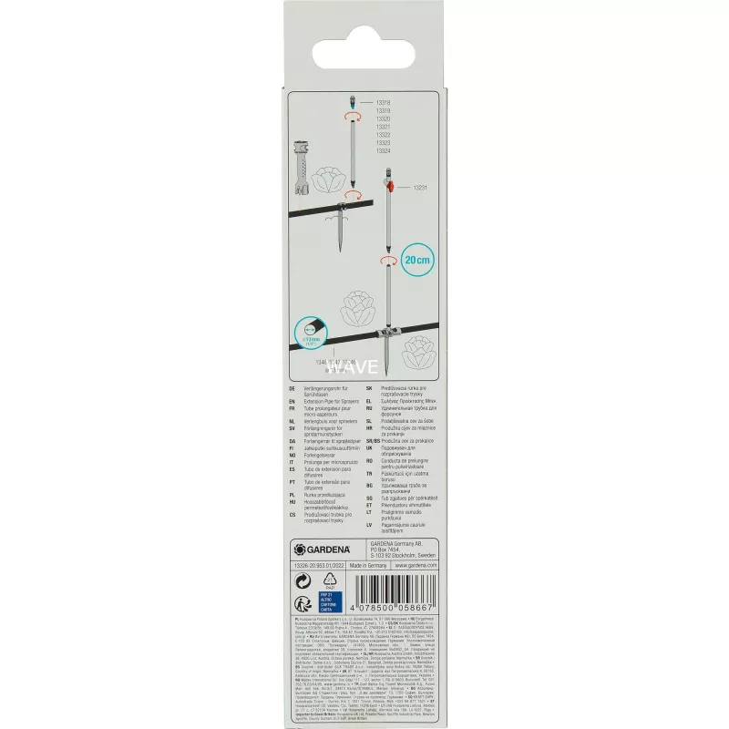 Časť zavlažovacieho systému Gardena 13326-20 plast čierna 200 mm 5 kusov