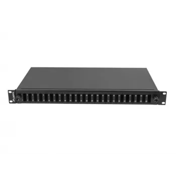 Patch panel 1U Lanberg FOP1-24SD-LQB oceľ čierny rack montáž