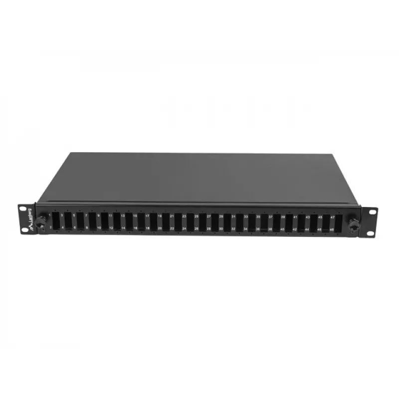 Patch panel 1U Lanberg FOP1-24SD-LQB oceľ čierny rack montáž