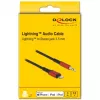 Delock - kábel Lightning na konektor slúchadiel - Lightning samec na mini-phone stereo 3,5 mm samec - 50cm - čierny, červený (86586)