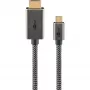 USB pletený adaptérový kábel, USB-C konektor samec > HDMI konektor samec, 4K / 60 Hz (čierna/strieborná, 2 metre)