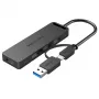 Vention 4-portový USB 3.0 hub s USB-C & USB 3.0 2-in-1 rozhraním a napájaním 0,15M ABS typ