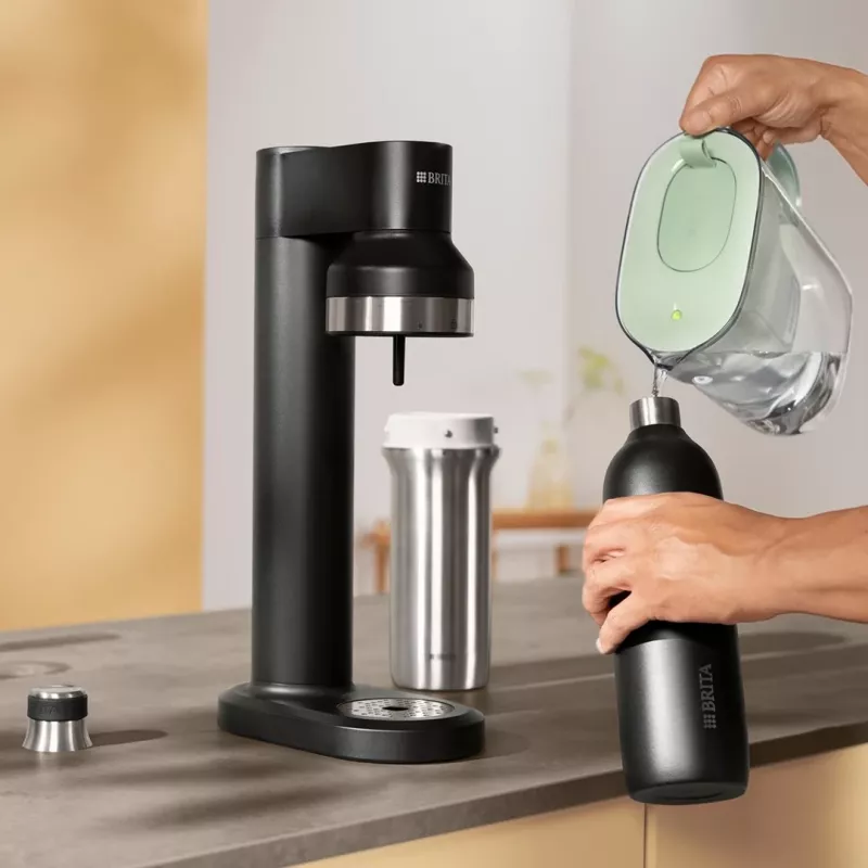 Fľaša na karbonizáciu BRITA 650 ml, nehrdzavejúca oceľ, čierna, vhodná do umývačky