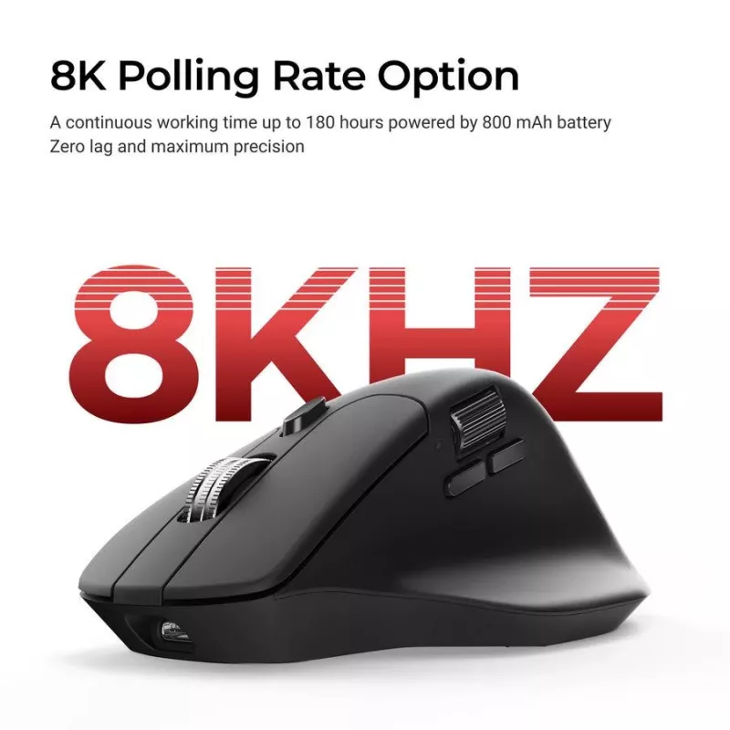 Myš Keychron M6 pravácka univerzálna — optická, RF bezdrôtová + Bluetooth + USB-C, 30000 DPI, čierna