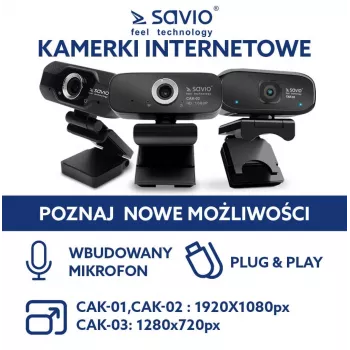 Savio internetová kamera webkamera USB Full HD so vstavaným mikrofónom