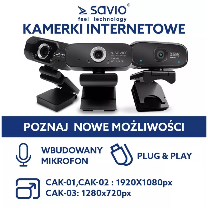 Savio internetová kamera webkamera USB Full HD so vstavaným mikrofónom