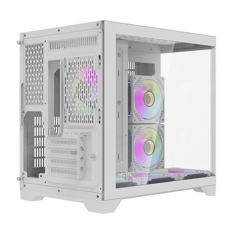 Darflash FT418 počítačová skriňa + 6 aRGB ventilátorov (biela)