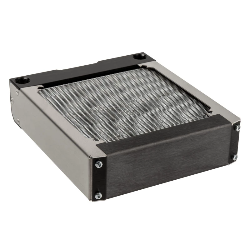 Radiátorový blok Aqua-Computer 33701 — hliník/meď/nerez, 160×140×40 mm, strieborný