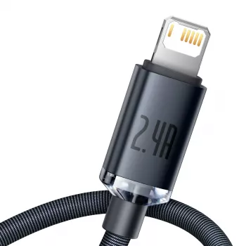 Baseus Crystal Shine kábel USB na Lightning, 2,4 A, 1,2 m (čierny)