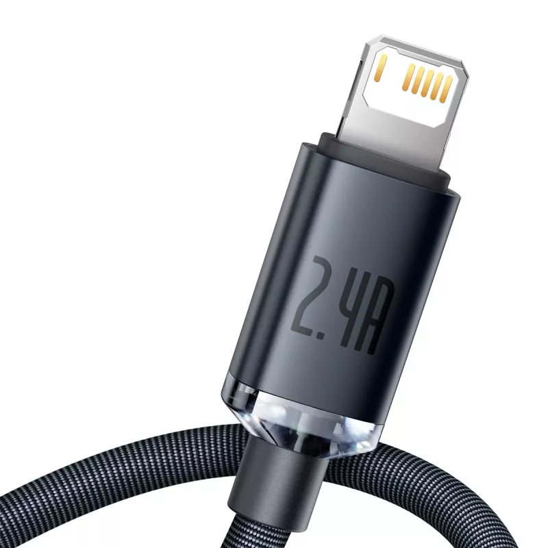 Baseus Crystal Shine kábel USB na Lightning, 2,4 A, 1,2 m (čierny)