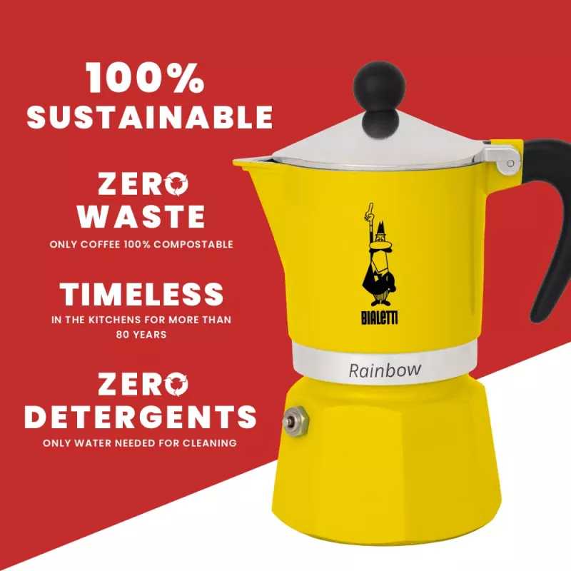 Moka kanvica Bialetti Rainbow čierna žltá