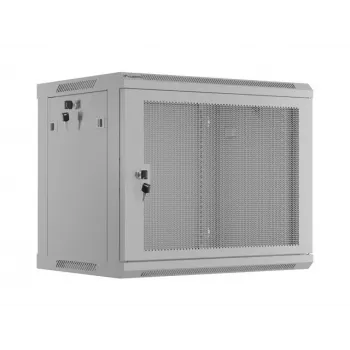 19 9U 600X 450 sivý nástenný rack skriňa perforovaná