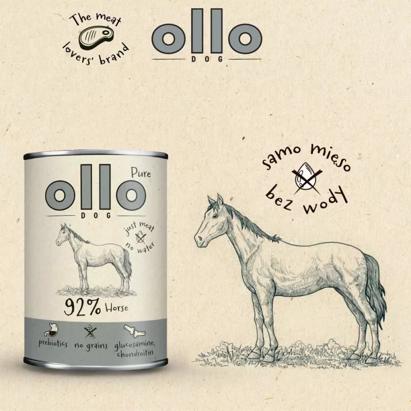 OLLO Pure Horse - mokré krmivo pre psov - 400g