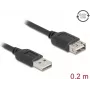 Kábel USB-A na USB-A DELOCK 81510 — USB 2.0, 0,2 m, čierny