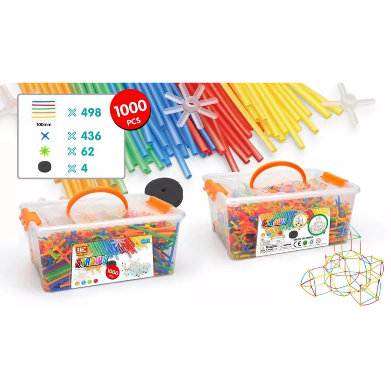 Stavebnica Ascato Askato Little Straws 1000 ks — stavebná hračka, 1000 dielov