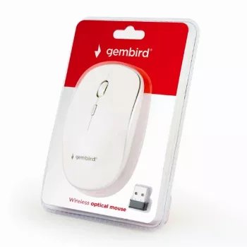 Bezdrôtová myš GEMBIRD MUSW-4B-01-W, obojručná, optická 1600 DPI, 4 tlačidlá, RF Wireless, biela
