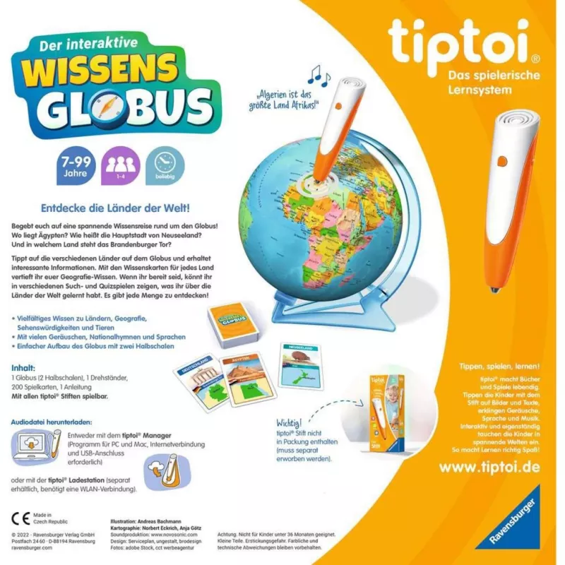 Vzdelávacia hračka Ravensburger tiptoi Interaktiver Wissens-Globus